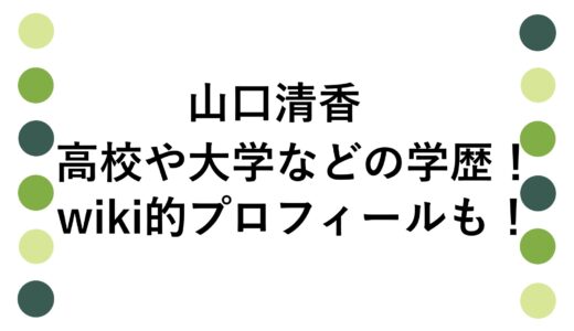 山口清香の高校や大学などの学歴！wiki的プロフィールも！