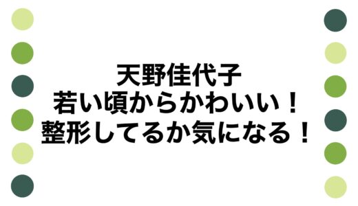 天野佳代子は若い頃からかわいい！整形してるか気になる！