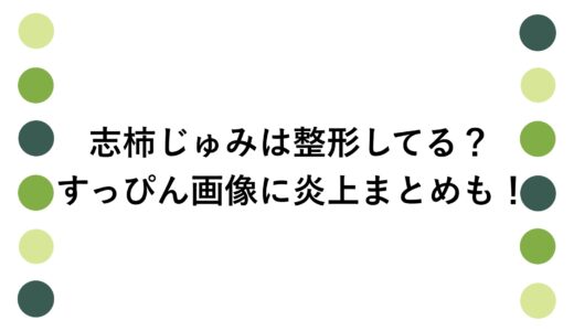 志柿じゅみは整形してる？すっぴん画像に炎上まとめも！