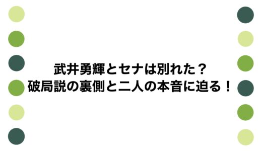 武井勇輝とセナは別れた？破局説の裏側と二人の本音に迫る！