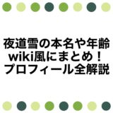 夜道雪の本名や年齢をwiki風にまとめ！プロフィール全解説