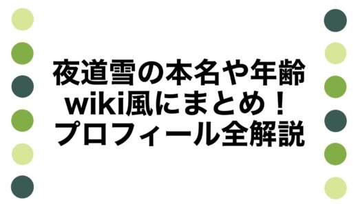 夜道雪の本名や年齢をwiki風にまとめ！プロフィール全解説